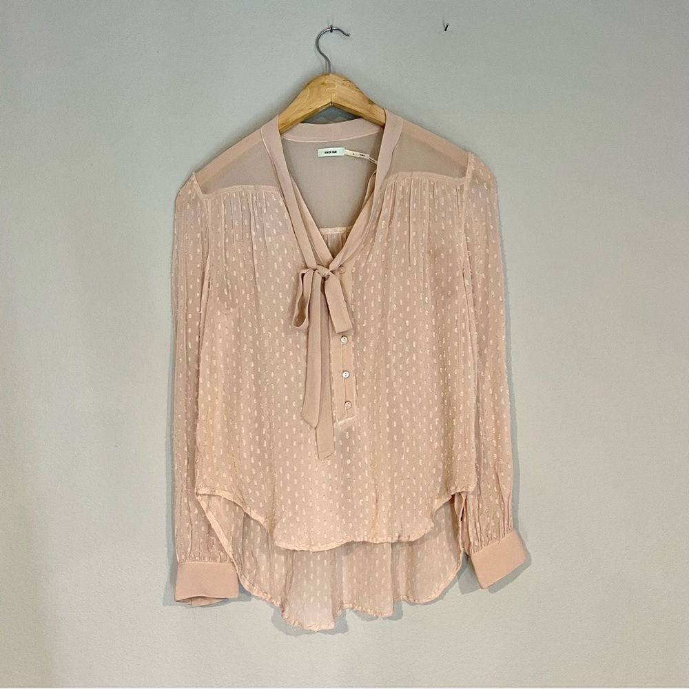Woman’s Kimchi Blue light pink blouse with tie detail size small